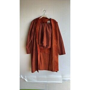Vintage Bahari Group Mock Croc 3-Piece Set Jacket Top Skirt Burnt Orange 18